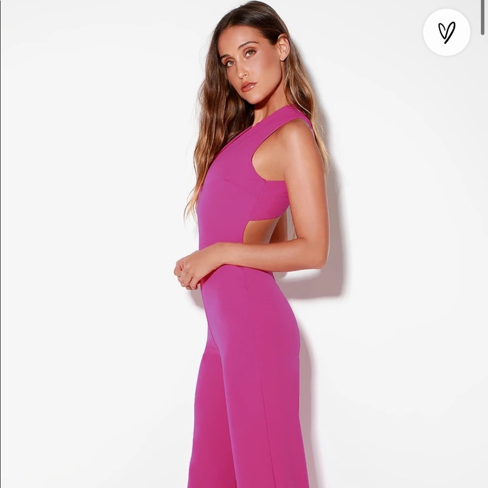 NWT magenta jumpsuit with open back, size xs